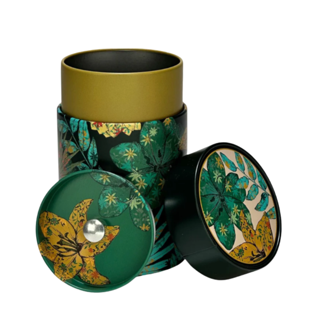 Contenedor de Té o Hierbas - Tin Can Case Rustic Flower Green 150gr