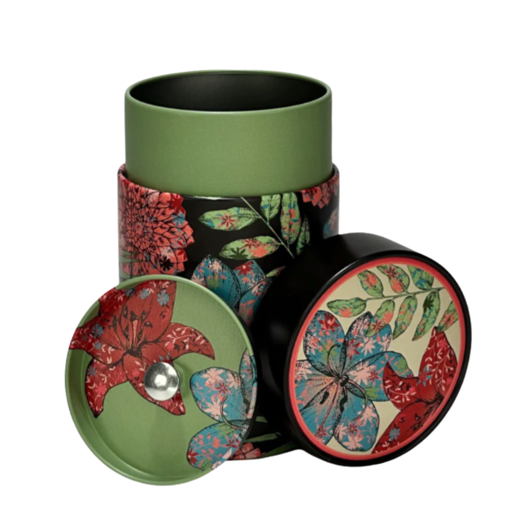 Contenedor de Té o Hierbas - Tin Can Case Rustic Flower Red 150gr