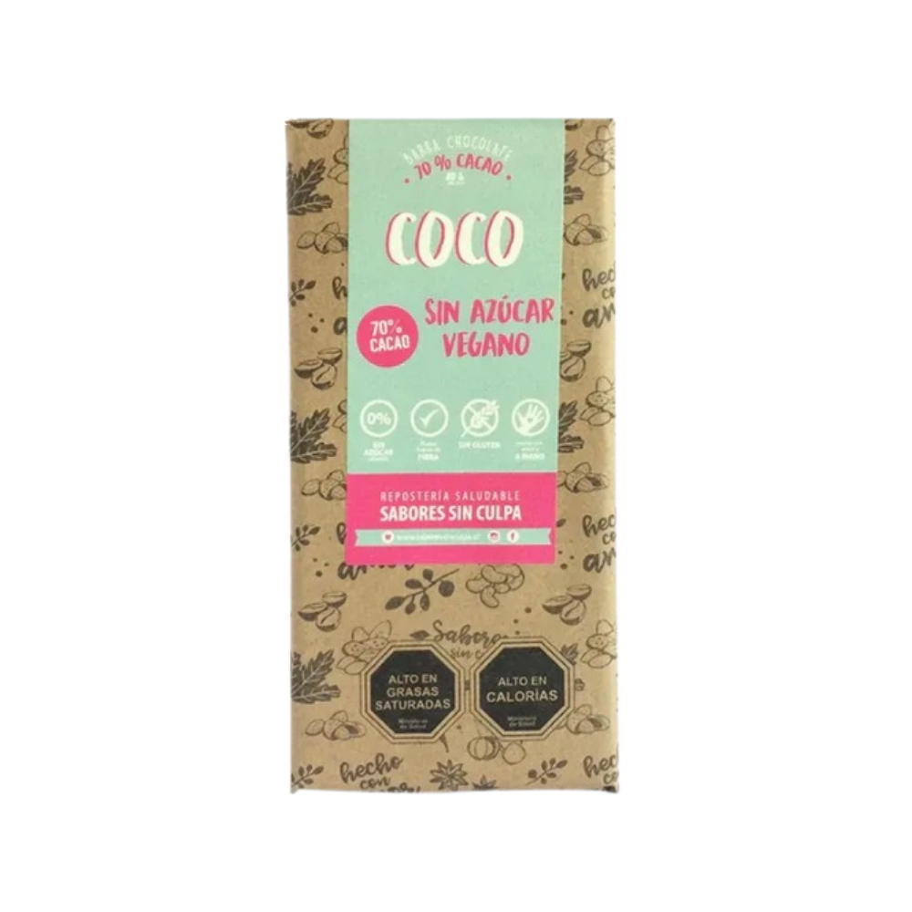 Barra de Chocolate 70% cacao Coco 80gr