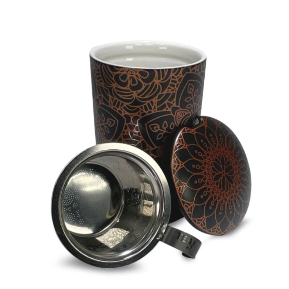 Tazón de Porcelana con Infusor - Teaeve Mandala Ebony 350ml