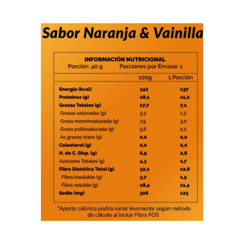 Barra de Proteína Keto Sabor Naranja y Vainilla 40gr