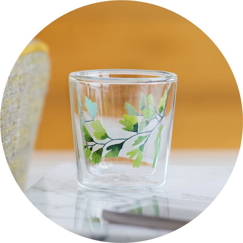 Vaso Doble Vidrio Té - Lyn Gingko 250ml
