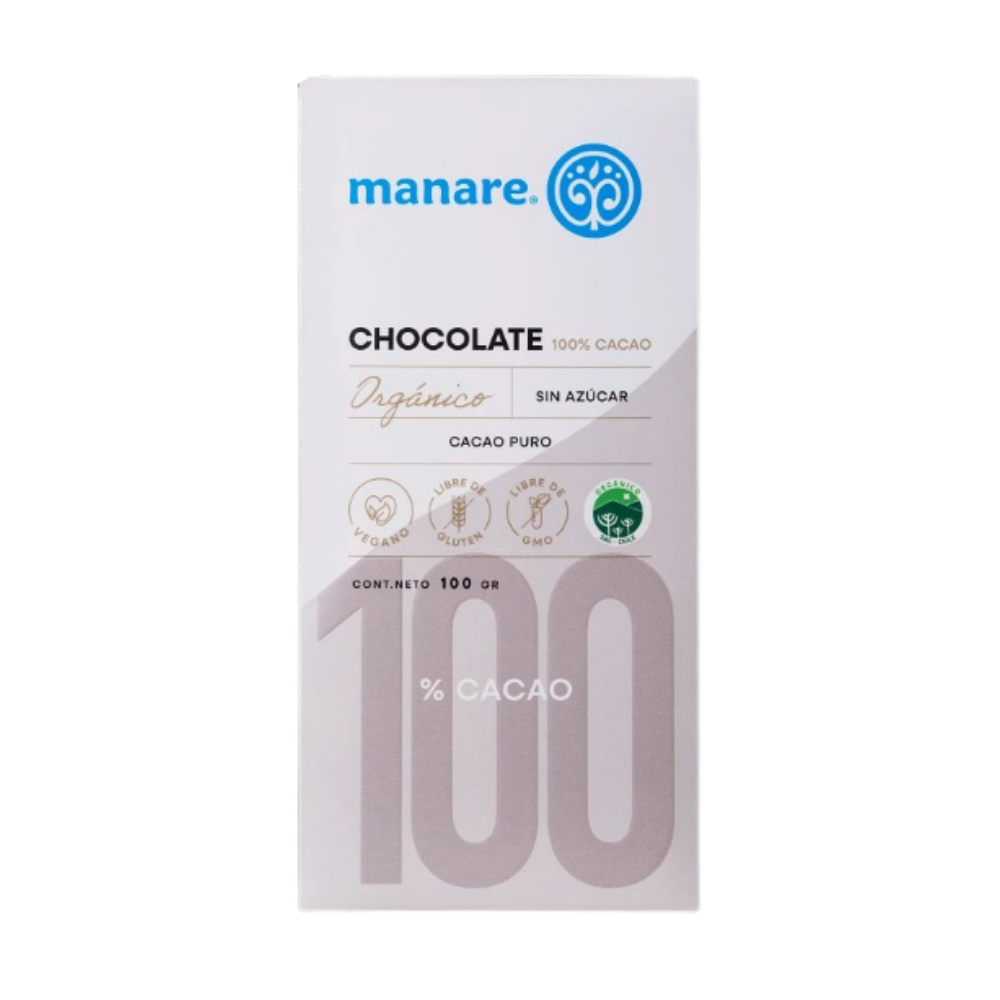 Barra de Chocolate 100% Cacao (100g) Manare