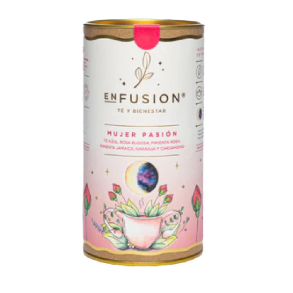 Mujer Pasión - Té Azul con Rosa Rugosa, Pimienta Rosa, Naranja y Cardamomo 90gr